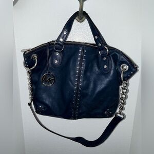 Michael Kors Blue and Silver Shoulder Bag with Chain Accents- vintage